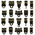 Set mit 20 Bronze-Anhängerschlaufen mit Vintage-Mustern für DIY-Schmuckherstellung - Mix 20 Stk Antik-Bronze Kautschuk