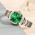 Montre à quartz avec cadran vert, bracelet bicolore or et argent et chiffres romains - Chiffres Romains Bicolore Cadran Vert (BD7133G-B03)