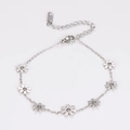 Elegant stainless steel silver sunflower bracelet for women with lobster clasp and chain - Silver Bracelet