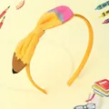 Handmade pencil bow headband with creative yellow fabric design for school season - Yellow Pencil Headband