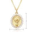 Detail view of 18k gold plated Divino Nino pendant with zircon stones and 18mmx15mm size labels - Divino Nino Oval Style (C157)