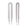 Luxury U-shaped silver drop earrings with multi-row zirconia tassels on white background - 6-Row Zircon Arch Tassel (Steel) / Steel