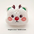Close-up of white plush Christmas bear accessory with embroidery detail, 6.5cm x 6.5cm - Antler Bear (White) / DIY Style (Back Opening)