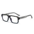 Retro vierkante blauw licht bril met gradiënt montuur en transparante grijze poten - C4 Blauw En Paars Schildpad Frame Heldere Lens