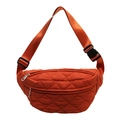 Quilted orange chest bag with adjustable strap and buckle closure for women - Orange
