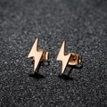 Elegant rose gold lightning bolt stud earrings with a high-polished metallic finish - 106 Lightning / Rose Gold