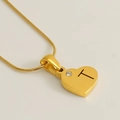 Collier cœur en titane plaqué or 18 carats avec gravure lettre T et diamant brillant - Lettre T