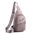 Bolso de pecho moderno en tela Oxford gris púrpura con múltiples compartimentos con cremallera - Morado