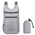 Lightweight foldable grey outdoor backpack with water-resistant ripstop fabric and storage pouch - Light Gray