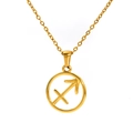 Golden Sagittarius zodiac pendant necklace with cross chain in polished finish - Sagittarius
