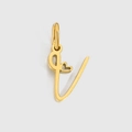Pendentif lettre V doré poli avec détail cœur pour création de collier DIY - Lettre V