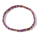 Bohemian Tila bead stretch bracelet with purple, gold and iridescent rectangular beads - Purple Red-Brown Gold Iridescent Mix(TL-B24042617A)