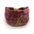 Detail showing red and olive green tie-dye texture on soft stretch cotton headband - 86-Dark Red Tie Dye