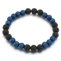 Bracciale fatto a mano in pietra lavica da 8mm ed ematite blu per coppie e donne - Stile Pietra Lavica e Perline Blu(KB147688-Z)