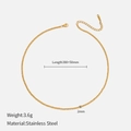 Detail view of gold stainless steel Cuban chain necklace with dimensions and weight info - 2MM-38+5CM / Gold
