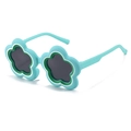 Kids flower shaped cartoon sunglasses with mint green and blue layered floral frames - Green