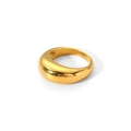 Close-up of a minimalist 18k gold plated stainless steel thick wave ring with glossy finish - Gold Smooth Arc Band Ring (TR4052) / Number 8