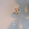 Regenboog kristallen maan zonnevanger met gekleurde kralen en prisma's op de muur - Maan Stijl (KA4) / 45cm