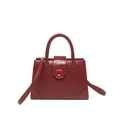 Sac à bandoulière chic en cuir rouge foncé avec motif crocodile et forme carrée classique - Rouge