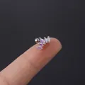 Rainbow marquise zircon cartilage stud in stainless steel with ball back screw on finger - Fan Arc Aurora Gemstone Style (HSPJ308-11#S)