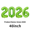 Metallic green 40-inch foil 2026 number balloons set for New Year party decorations - 40 Inch / Green