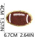 Detailansicht von Chenille Rugby-Patch mit Gold-Pailletten und Abmessungen in cm - Rugby-Stil (1号) / Braun und Gold