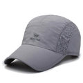 Quick-dry grey sports sun hat with breathable honeycomb side mesh and curved brim - Light Gray