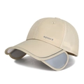 Light beige quick-dry baseball cap with retractable sun brim and side mesh vents - Adjustable / Beige