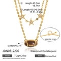 Détails du collier double rang en acier doré avec pendentifs de rugby et étoiles brillantes - Style Double Couche Football Étoile (JDN0312206)