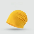 Minimalist yellow knitted slouchy beanie made of soft cotton for women's casual wear - Solid Minimalist Style / Yellow