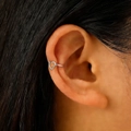 Ear cuff minimalista de plata con forma de corazón para orejas sin perforaciones - Estilo de Corazón Hueco Minimalista - Plateado (5185)