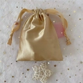 Champagne gold satin drawstring pouch with silk texture for jewelry and gift storage - 15.5*11.5 / Gold