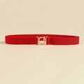 Ceinture élastique rouge pour femme avec boucle ronde dorée et design chic - Rouge