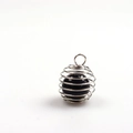 Silberner Spiral-Käfig-Anhänger mit schwarzem Obsidian-Stein für DIY-Schmuckst - Obsidian