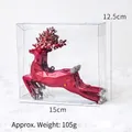 Decorazione natalizia renna geometrica rossa con glitter in scatola trasparente - Renna in Corsa Rosso Mattone Perlato (105g)