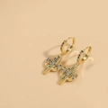 Golden cactus earrings with colorful zircon stones in a French vintage minimalist style - Cactus (ES2590 Cactus)