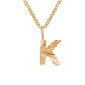 Minimalist gold stainless steel necklace with sunburst textured letter K pendant - Letter K / Gold