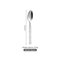304 stainless steel dessert spoon with white bamboo handle, 15.5cm elegant flatware - White Dessert Spoon