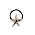 Elegant silver starfish hair tie with a black elastic band and mirror-polished finish - Starfish 5cm / Silver