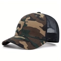 Classic woodland camouflage trucker hat with black breathable mesh back and adjustable snapback - Adjustable / Camouflage (Black Mesh)