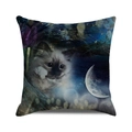 Halloween throw pillow cover featuring a cute black cat with moon and stars pattern - Cat Moon Star