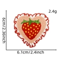 Detailed view of strawberry heart embroidery patch showing 6.1cm x 6cm size measurements - Strawberry Heart (Style 8)