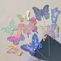 Iridescent silver butterfly cake toppers set of 9 pieces for romantic dessert decoration - Iridescent Silver Transparent Butterfly 9Pcs