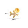 Goldener Flugzeug-Ohrstecker mit Zirkonia-Steinen, Abmessungen 0,58 cm x 0,66 cm - 1# Flugzeug-Design (Gold)