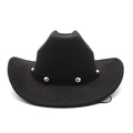 Classic black wool felt jazz fedora hat featuring gold metallic studs and wide curved brim - M (56-58cm) / Black