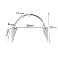 Detailed dimension guide for silver stainless steel C-shaped vampire fangs piercing jewelry - Tiger Tooth Spike / Steel