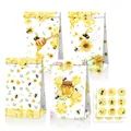 Honey Bee and sunflower party favor bags with stickers for gifts and candies - LB130 Bee Theme / 12 Bags + 18 Stickers