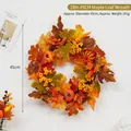 45cm Herbstkranz mit Ahornblättern, Mini-Kürbissen und Beeren für die Halloween-Deko - 18H-45CM Ahornblatt Kranz