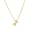Classic 18k gold plated necklace with a micro-pave zircon letter I pendant - Letter I