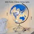 Luminous blue crystal globe ornament with 2m firefly lights and silver metal base - Globe - Blue + Light String